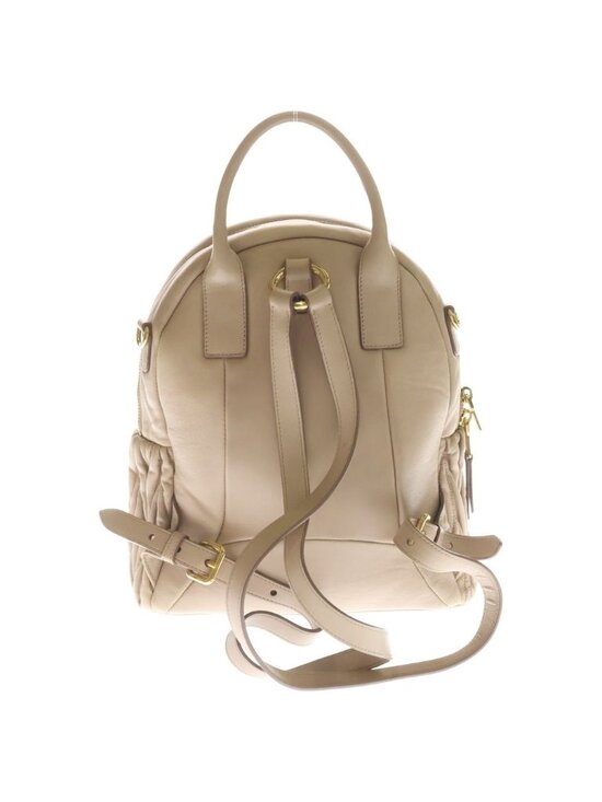 Miu Miu Matelasse Mini Backpack Beige Leather Gold main image 8